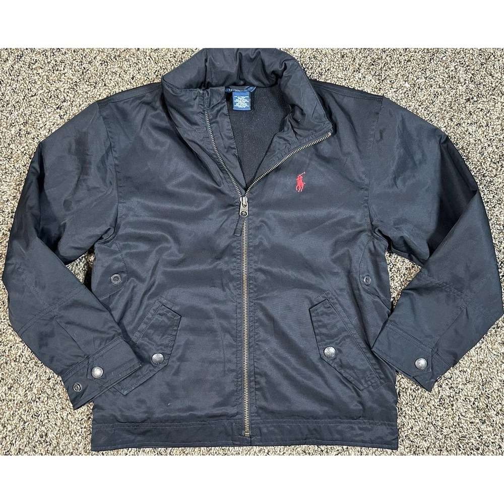 Polo Ralph Lauren Jacket Kid's Small (8-10) Black Full Zip Pony Logo‎ Outerwear